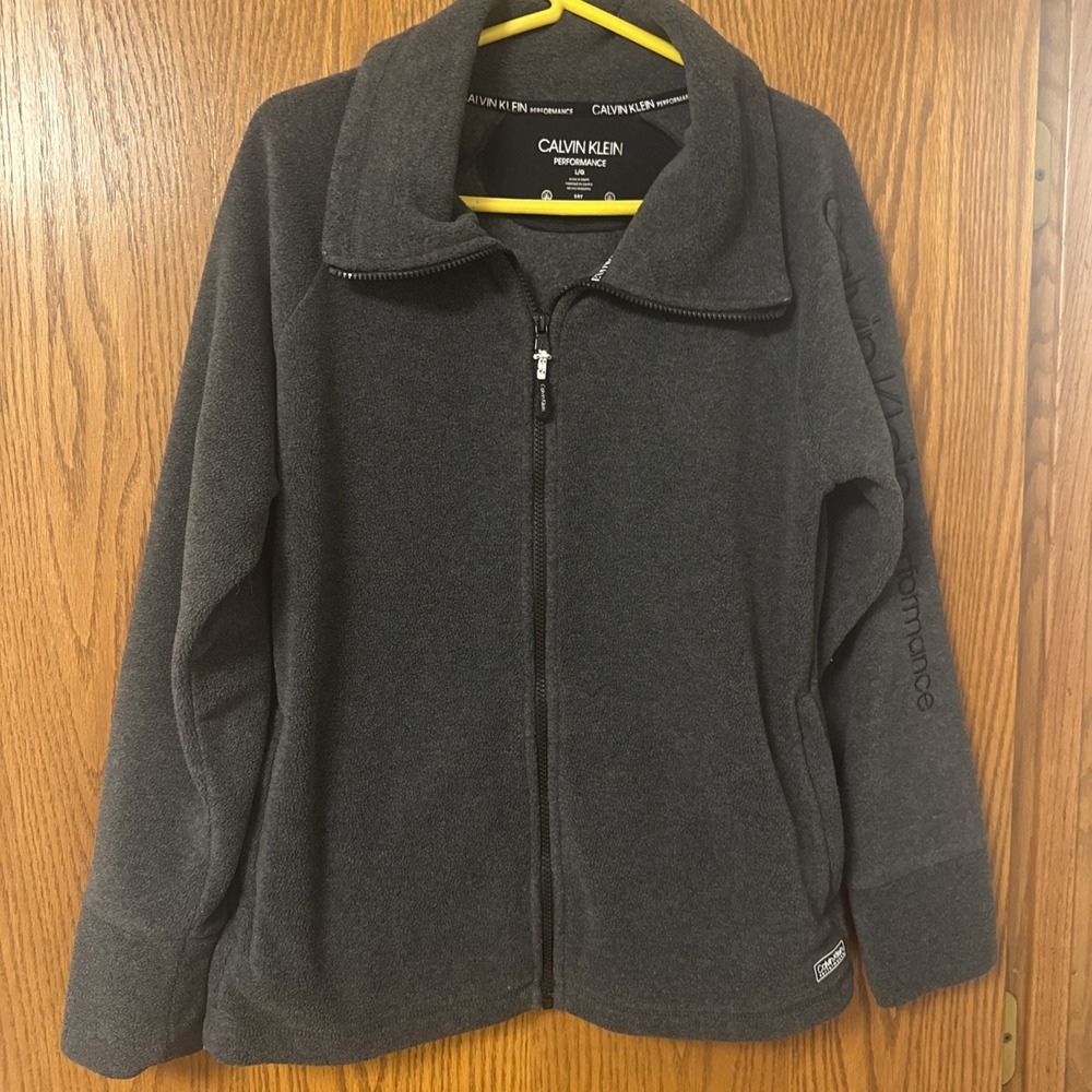 Calvin Klein Fleece Jacket Womens Gray Full Zip Performance‎ Size Large